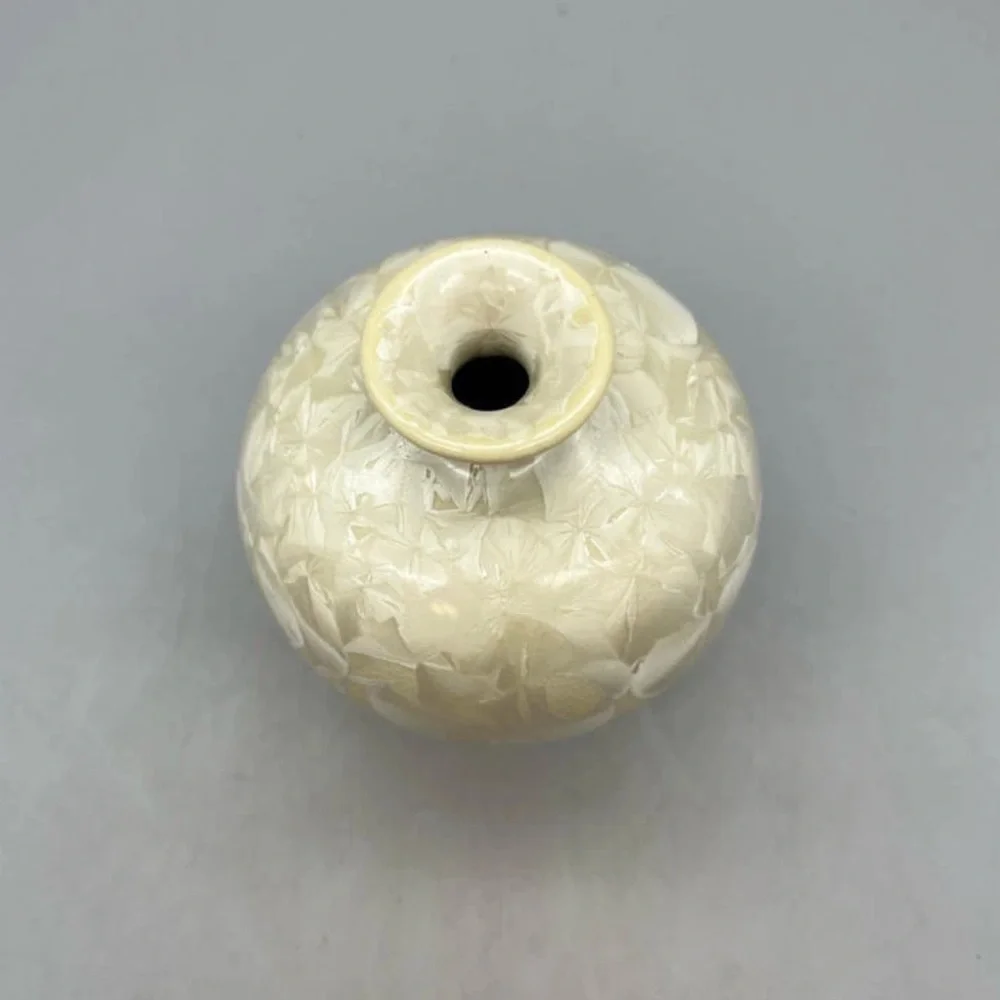 Louise Reding Crystalline Vase Studio Art Pottery Ivory Signed